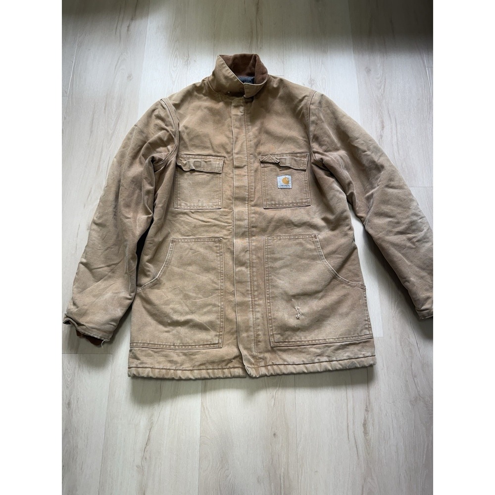 Vintage Carhartt Chore Jacket Model C04 -BRN Men's Size 42 Tall Blanket Lined